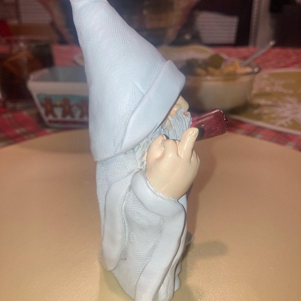White Ceramic Gnome Figurine - Picture 3 of 6